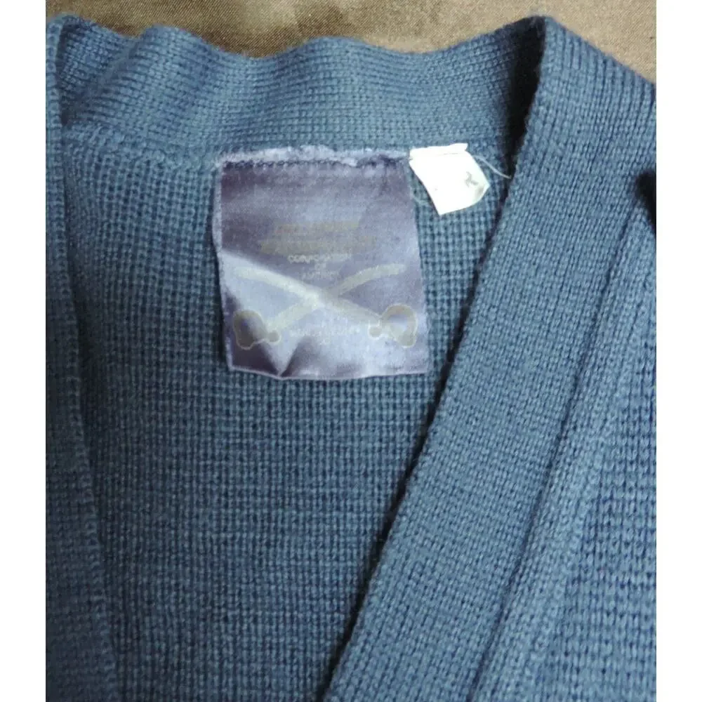 MEN'S size 46 R MILITARY EQUIP MEHLIN & ESTEY NAVY BLUE SWEATER ELBOW PATCHES